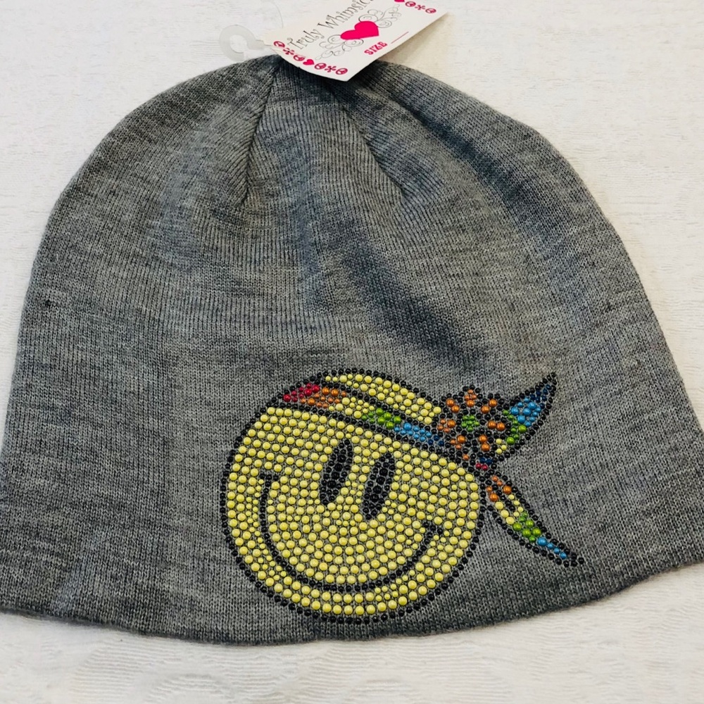 Embellished Fun Emoji Faced Winter Hat**One Size